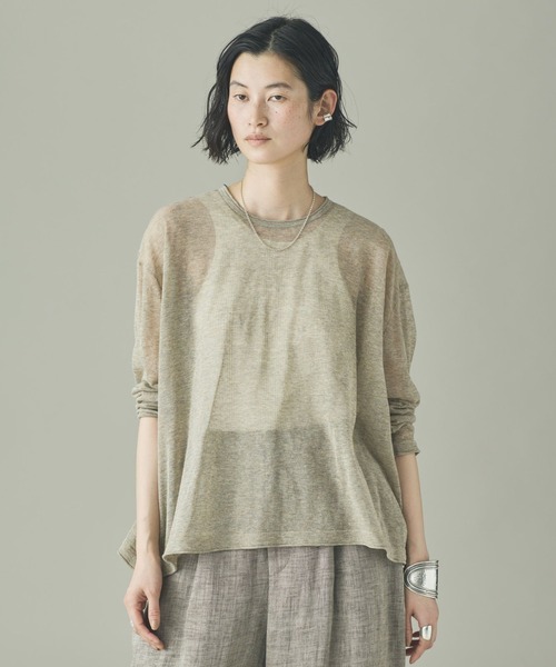 Curensology（カレンソロジー）の「Curensology(カレンソロジー)/シアーリラックスニットプルオーバー（ニット/セーター・レディース・ベージュ/ブラック/グレー・FREE）」の3枚目の写真