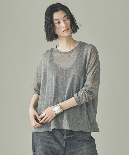 Curensology（カレンソロジー）の「Curensology(カレンソロジー)/シアーリラックスニットプルオーバー（ニット/セーター・レディース・ベージュ/ブラック/グレー・FREE）」の2枚目の写真