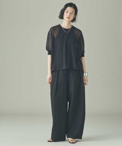 Curensology（カレンソロジー）の「Curensology(カレンソロジー)/シアーリラックスニットプルオーバー（ニット/セーター・レディース・ベージュ/ブラック/グレー・FREE）」の19枚目の写真