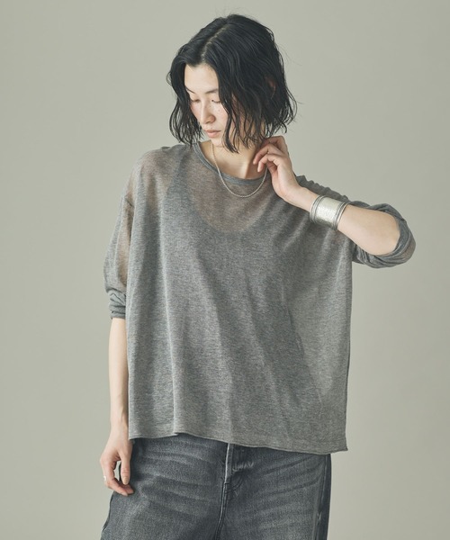 Curensology（カレンソロジー）の「Curensology(カレンソロジー)/シアーリラックスニットプルオーバー（ニット/セーター・レディース・ベージュ/ブラック/グレー・FREE）」の22枚目の写真