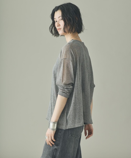 Curensology（カレンソロジー）の「Curensology(カレンソロジー)/シアーリラックスニットプルオーバー（ニット/セーター・レディース・ベージュ/ブラック/グレー・FREE）」の11枚目の写真