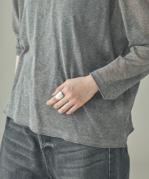 Curensology（カレンソロジー）の「Curensology(カレンソロジー)/シアーリラックスニットプルオーバー（ニット/セーター・レディース・ベージュ/ブラック/グレー・FREE）」の5枚目の写真