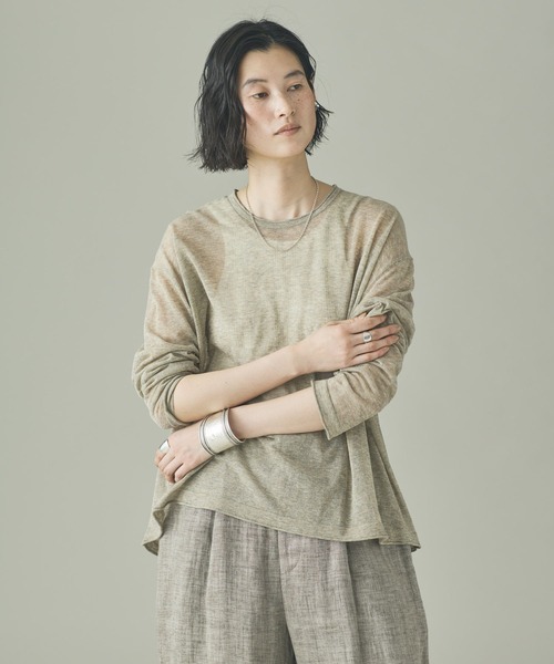 Curensology（カレンソロジー）の「Curensology(カレンソロジー)/シアーリラックスニットプルオーバー（ニット/セーター・レディース・ベージュ/ブラック/グレー・FREE）」の6枚目の写真