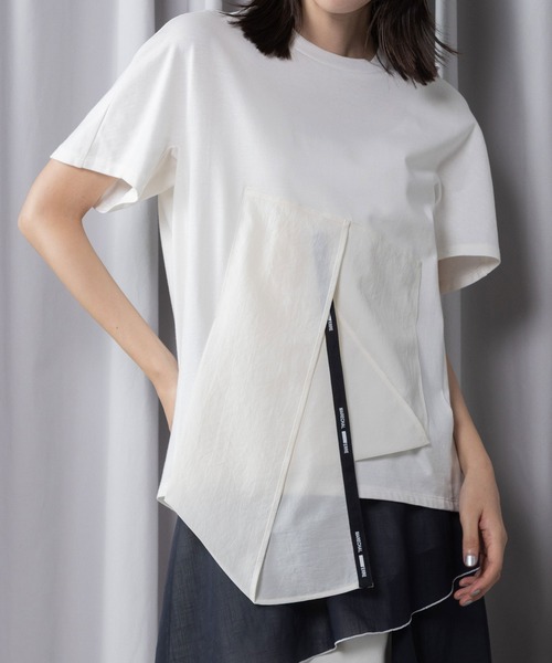 MARECHAL TERRE（マルシャルテル）の「ペプラムトップス（Tシャツ/カットソー・レディース・ホワイト/ライトベージュ/ブラック/セージグリーン・MEDIUM）」の2枚目の写真