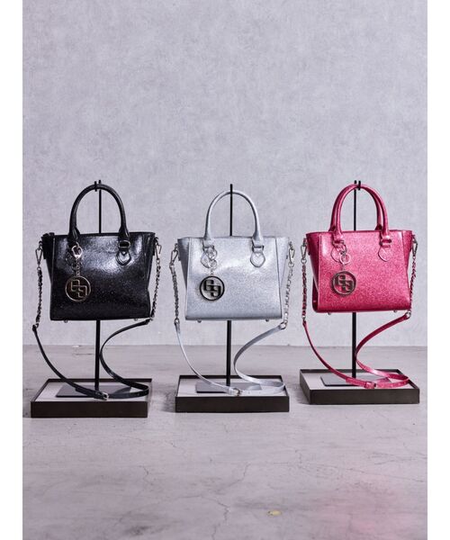 GYDA(ジェイダ)の「GGチャームGLITTER BAG(ハンドバッグ・レディース・ピンク/シルバー/ブラック・FREE)」の4枚目の写真