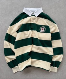 Perushu（ペルーシュ）の「ORIGINAL EMBLEM EMBROIDERY STRIPED RUGBY SHIRT／オリジナルエンブレム刺繍ボーダーラガーシャツ（Tシャツ/カットソー）」
