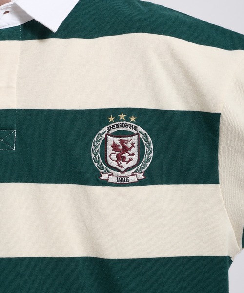 Perushu(ペルーシュ)の「ORIGINAL EMBLEM EMBROIDERY STRIPED RUGBY SHIRT/オリジナルエンブレム刺繍ボーダーラガーシャツ(Tシャツ/カットソー・メンズ・レッド系その他/パープル系その他/グリーン系その他・MEDIUM/LARGE)」の9枚目の写真