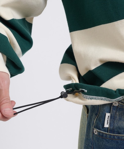 Perushu(ペルーシュ)の「ORIGINAL EMBLEM EMBROIDERY STRIPED RUGBY SHIRT/オリジナルエンブレム刺繍ボーダーラガーシャツ(Tシャツ/カットソー・メンズ・レッド系その他/パープル系その他/グリーン系その他・MEDIUM/LARGE)」の10枚目の写真