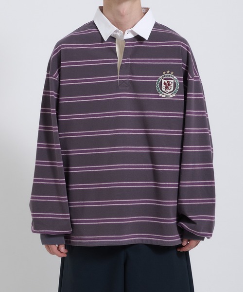 Perushu(ペルーシュ)の「ORIGINAL EMBLEM EMBROIDERY STRIPED RUGBY SHIRT/オリジナルエンブレム刺繍ボーダーラガーシャツ(Tシャツ/カットソー・メンズ・レッド系その他/パープル系その他/グリーン系その他・MEDIUM/LARGE)」の20枚目の写真