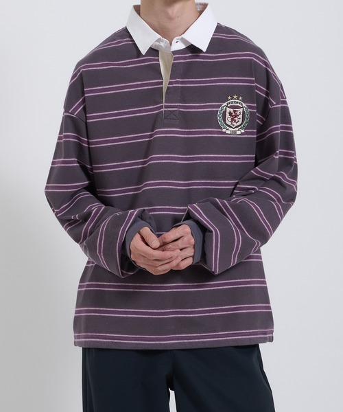 Perushu(ペルーシュ)の「ORIGINAL EMBLEM EMBROIDERY STRIPED RUGBY SHIRT/オリジナルエンブレム刺繍ボーダーラガーシャツ(Tシャツ/カットソー・メンズ・レッド系その他/パープル系その他/グリーン系その他・MEDIUM/LARGE)」の22枚目の写真