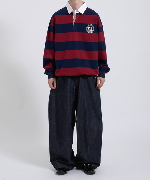 Perushu(ペルーシュ)の「ORIGINAL EMBLEM EMBROIDERY STRIPED RUGBY SHIRT/オリジナルエンブレム刺繍ボーダーラガーシャツ(Tシャツ/カットソー・メンズ・レッド系その他/パープル系その他/グリーン系その他・MEDIUM/LARGE)」の14枚目の写真