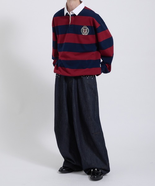 Perushu(ペルーシュ)の「ORIGINAL EMBLEM EMBROIDERY STRIPED RUGBY SHIRT/オリジナルエンブレム刺繍ボーダーラガーシャツ(Tシャツ/カットソー・メンズ・レッド系その他/パープル系その他/グリーン系その他・MEDIUM/LARGE)」の15枚目の写真