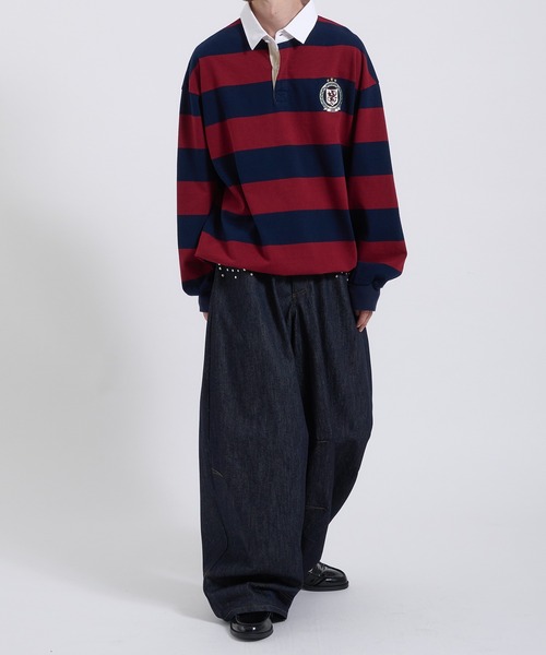 Perushu(ペルーシュ)の「ORIGINAL EMBLEM EMBROIDERY STRIPED RUGBY SHIRT/オリジナルエンブレム刺繍ボーダーラガーシャツ(Tシャツ/カットソー・メンズ・レッド系その他/パープル系その他/グリーン系その他・MEDIUM/LARGE)」の16枚目の写真