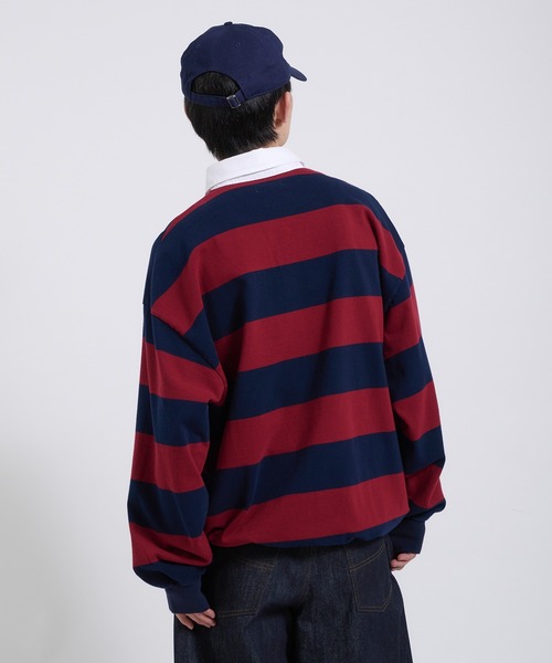 Perushu(ペルーシュ)の「ORIGINAL EMBLEM EMBROIDERY STRIPED RUGBY SHIRT/オリジナルエンブレム刺繍ボーダーラガーシャツ(Tシャツ/カットソー・メンズ・レッド系その他/パープル系その他/グリーン系その他・MEDIUM/LARGE)」の13枚目の写真