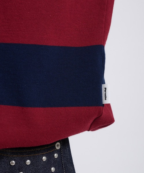 Perushu(ペルーシュ)の「ORIGINAL EMBLEM EMBROIDERY STRIPED RUGBY SHIRT/オリジナルエンブレム刺繍ボーダーラガーシャツ(Tシャツ/カットソー・メンズ・レッド系その他/パープル系その他/グリーン系その他・MEDIUM/LARGE)」の19枚目の写真