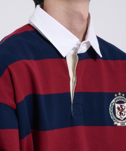 Perushu(ペルーシュ)の「ORIGINAL EMBLEM EMBROIDERY STRIPED RUGBY SHIRT/オリジナルエンブレム刺繍ボーダーラガーシャツ(Tシャツ/カットソー・メンズ・レッド系その他/パープル系その他/グリーン系その他・MEDIUM/LARGE)」の17枚目の写真
