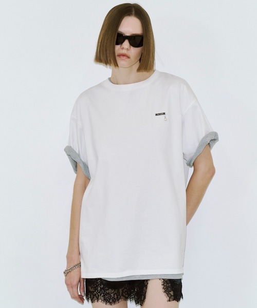 JOSE MOON 半袖Tシャツ ホワイト　STUDS OVER TSHRTS JOSE MOON（ジョゼムーン）の「STUDS OVER TSHRTS/スタッズオーバーT