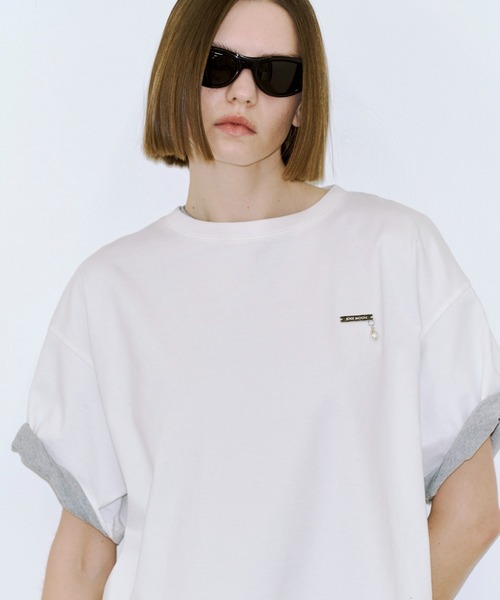 JOSE MOON 半袖Tシャツ ホワイト　STUDS OVER TSHRTS JOSE MOON（ジョゼムーン）の「STUDS OVER TSHRTS/スタッズオーバーT