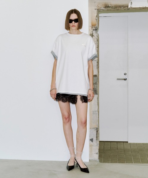 JOSE MOON 半袖Tシャツ ホワイト　STUDS OVER TSHRTS JOSE MOON（ジョゼムーン）の「STUDS OVER TSHRTS/スタッズオーバーT