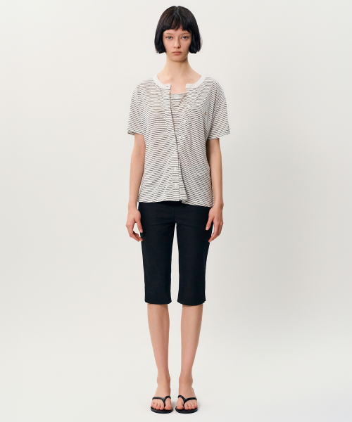 MAYVERU(メイバーユー)の「free stripe t-shirt _ Ivory(Tシャツ/カットソー・レディース・その他・FREE)」の2枚目の写真