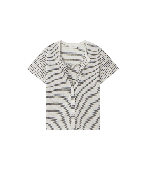 MAYVERU(メイバーユー)の「free stripe t-shirt _ Ivory(Tシャツ/カットソー・レディース・その他・FREE)」の3枚目の写真