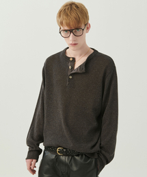 Beyond Closet（-）の「[COLLECTION LINE] リネンブレンドヴィンテージガーメントヘンリーネックニットチャコールグレー（ニット/セーター）」