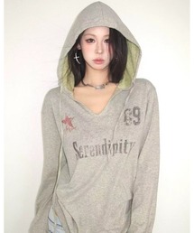 inst.ALL（インストール）の「ロゴプリントフードロンT（Tシャツ/カットソー）」