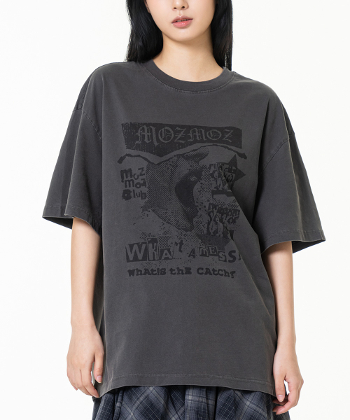 MOZMOZ(モズモズ)の「スクリーンピグメントオーバーサイズ半袖Tシャツチャコール(Tシャツ/カットソー・レディース・その他・M/XL/XXL)」の4枚目の写真