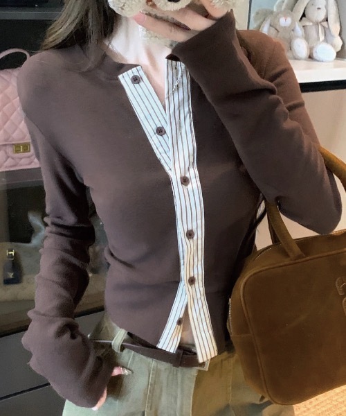 Alvia(アルビア)の「ドッキングトップス(その他トップス・レディース・ブラウン/ブラック・M)」の2枚目の写真