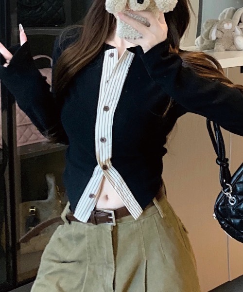 Alvia(アルビア)の「ドッキングトップス(その他トップス・レディース・ブラウン/ブラック・M)」の3枚目の写真