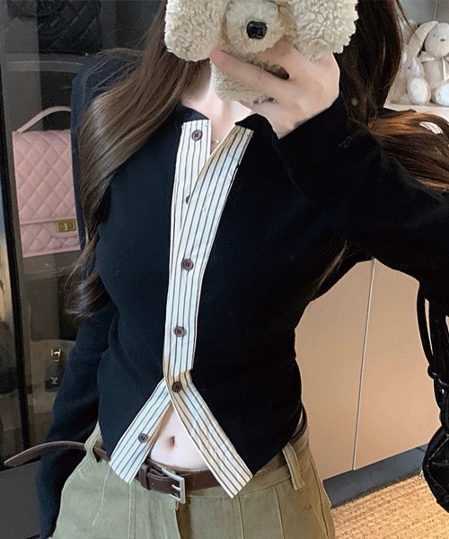 Alvia(アルビア)の「ドッキングトップス(その他トップス・レディース・ブラウン/ブラック・M)」の4枚目の写真