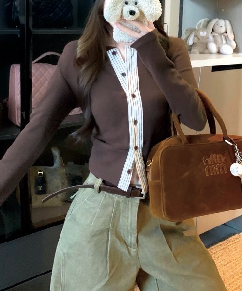 Alvia(アルビア)の「ドッキングトップス(その他トップス・レディース・ブラウン/ブラック・M)」の6枚目の写真