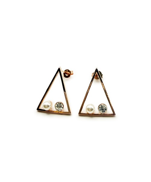 CARROLL(キャロル)の「CARROLL キャロル カットストーン&トライアングルキャッチピアス(ピアス(両耳用)・レディース・ピンクゴールド・FREE)」の1枚目の写真