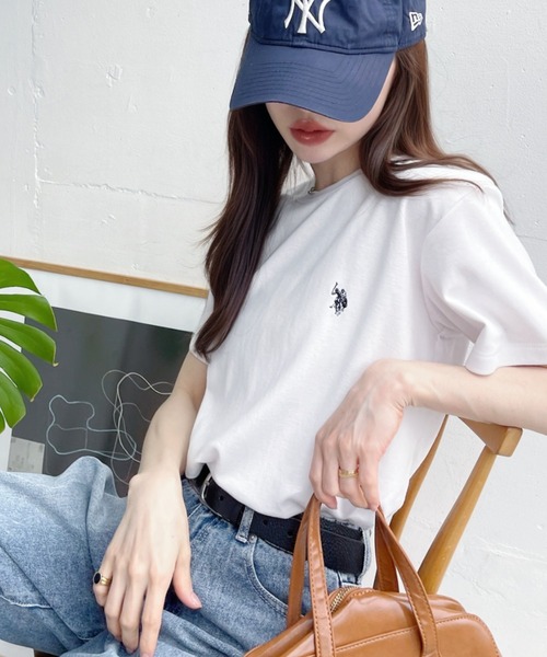 U.S. POLO ASSN.(ユーエスポロアッスン)の「【Ada.別注 U.S. POLO ASSN.】 ベーシック スムース 半袖 Tシャツ ◎(Tシャツ/カットソー・レディース・ライトブルー/ブラック/ホワイト・L/M/S)」の2枚目の写真