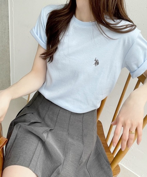 U.S. POLO ASSN.(ユーエスポロアッスン)の「【Ada.別注 U.S. POLO ASSN.】 ベーシック スムース 半袖 Tシャツ ◎(Tシャツ/カットソー・レディース・ライトブルー/ブラック/ホワイト・L/M/S)」の1枚目の写真