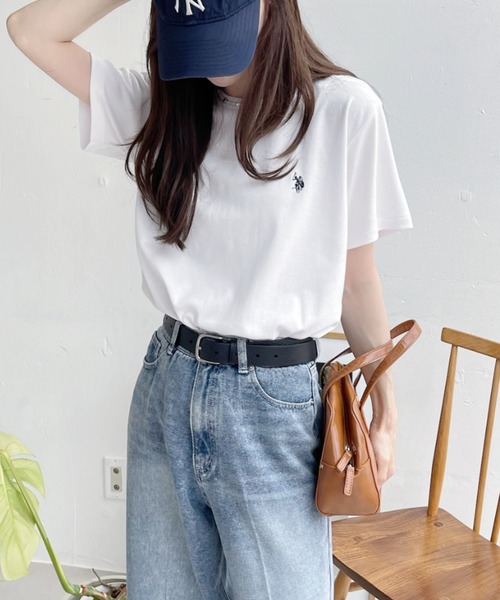 U.S. POLO ASSN.(ユーエスポロアッスン)の「【Ada.別注 U.S. POLO ASSN.】 ベーシック スムース 半袖 Tシャツ ◎(Tシャツ/カットソー・レディース・ライトブルー/ブラック/ホワイト・L/M/S)」の4枚目の写真