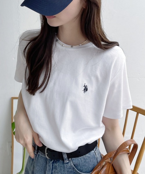 U.S. POLO ASSN.(ユーエスポロアッスン)の「【Ada.別注 U.S. POLO ASSN.】 ベーシック スムース 半袖 Tシャツ ◎(Tシャツ/カットソー・レディース・ライトブルー/ブラック/ホワイト・L/M/S)」の5枚目の写真
