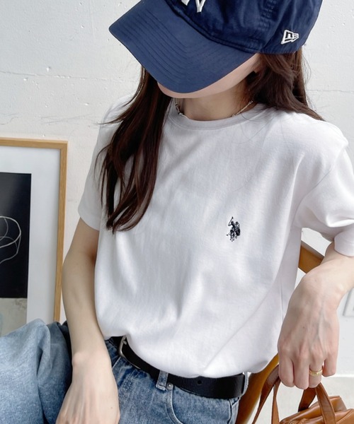U.S. POLO ASSN.(ユーエスポロアッスン)の「【Ada.別注 U.S. POLO ASSN.】 ベーシック スムース 半袖 Tシャツ ◎(Tシャツ/カットソー・レディース・ライトブルー/ブラック/ホワイト・L/M/S)」の6枚目の写真