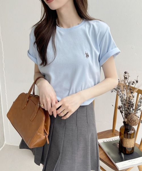 U.S. POLO ASSN.(ユーエスポロアッスン)の「【Ada.別注 U.S. POLO ASSN.】 ベーシック スムース 半袖 Tシャツ ◎(Tシャツ/カットソー・レディース・ライトブルー/ブラック/ホワイト・L/M/S)」の16枚目の写真