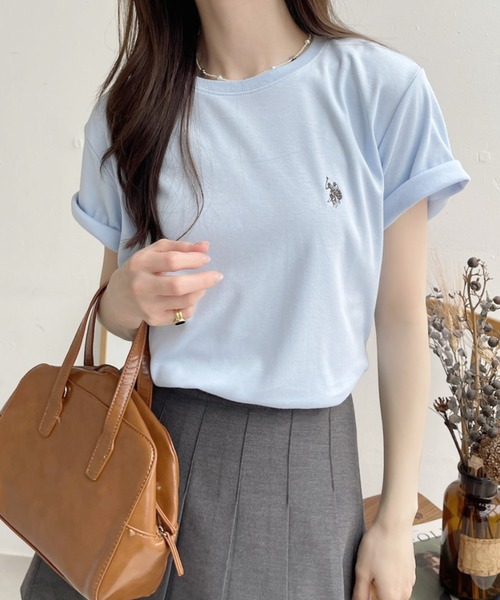 U.S. POLO ASSN.(ユーエスポロアッスン)の「【Ada.別注 U.S. POLO ASSN.】 ベーシック スムース 半袖 Tシャツ ◎(Tシャツ/カットソー・レディース・ライトブルー/ブラック/ホワイト・L/M/S)」の14枚目の写真