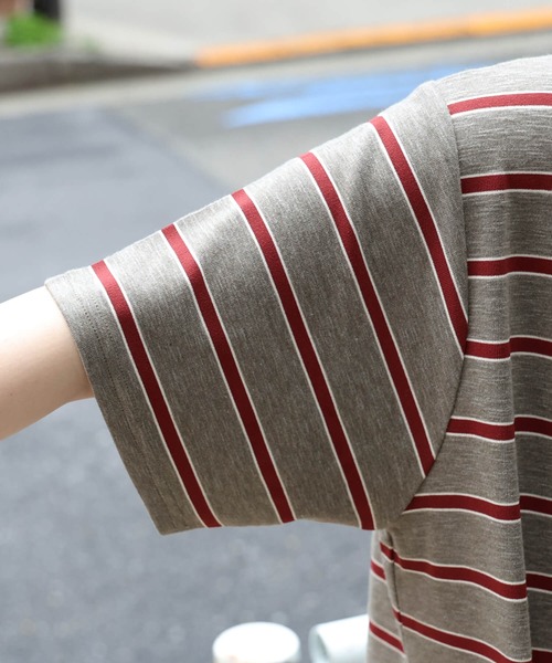 tiptop(ティップトップ)の「ボーダーラガーシャツ(Tシャツ/カットソー・レディース・サックスブルー/チャコールグレー・FREE)」の13枚目の写真