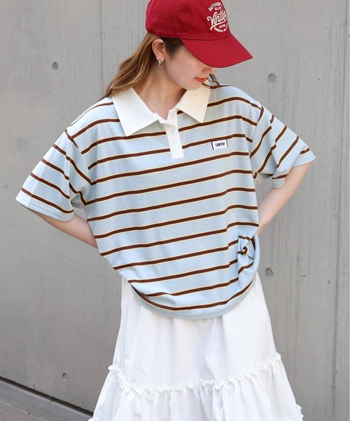 tiptop(ティップトップ)の「ボーダーラガーシャツ(Tシャツ/カットソー・レディース・サックスブルー/チャコールグレー・FREE)」の21枚目の写真