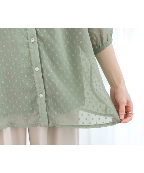 n'OrLABEL(ノアールレーベル)の「【接触冷感】シアードットブラウス(シャツ/ブラウス・レディース・オフホワイト/ライトグリーン/ネイビー・1/2)」の19枚目の写真