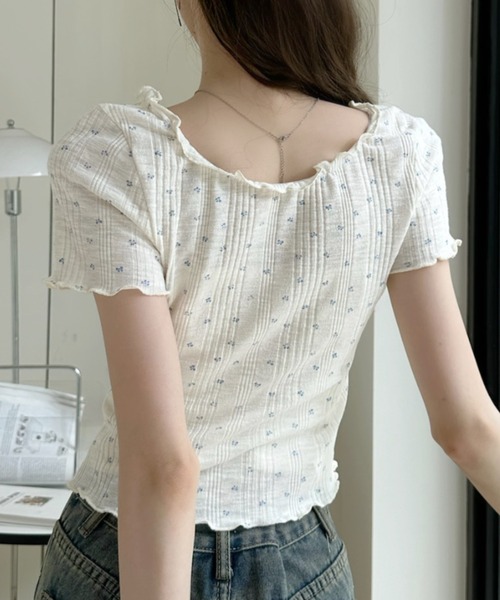 Ada.(エイダ)の「胸元 シャーリング Vネック 半袖 トップス(Tシャツ/カットソー・レディース・ピンク/アイボリー/ブルー・FREE)」の8枚目の写真