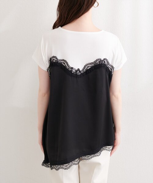 natural couture(ナチュラルクチュール)の「アシメサテンレースドッキングT(Tシャツ/カットソー・レディース・グレー/オフホワイト/ブラック・FREE)」の17枚目の写真