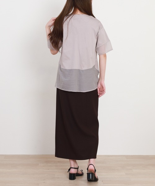 Anna Nicola(アンナニコラ)の「Anna Nicola パールロゴ半袖カットソー(Tシャツ/カットソー・レディース・オフホワイト/グレイッシュベージュ/ブラック・38)」の20枚目の写真