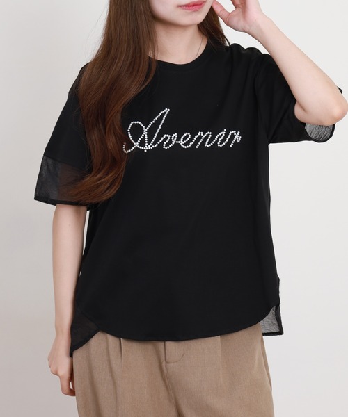 Anna Nicola(アンナニコラ)の「Anna Nicola パールロゴ半袖カットソー(Tシャツ/カットソー・レディース・オフホワイト/グレイッシュベージュ/ブラック・38)」の5枚目の写真
