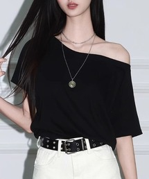 ボートネック半袖Tシャツ