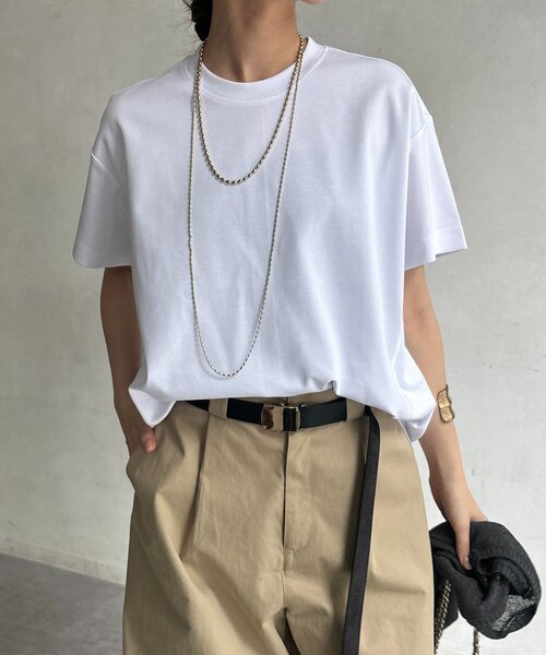 DouDou(ドゥドゥ)の「裾切替半袖プルオーバー(Tシャツ/カットソー・レディース・ライトグレー/オフホワイト/ブラック/イエロー・FREE)」の11枚目の写真