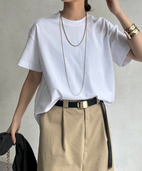 DouDou(ドゥドゥ)の「裾切替半袖プルオーバー(Tシャツ/カットソー・レディース・ライトグレー/オフホワイト/ブラック/イエロー・FREE)」の12枚目の写真